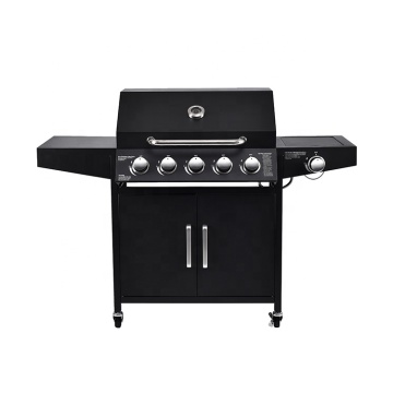 Garden 304 Ss 10000Btu 5 Burner Outdoor Barbecue Bbq Grills Ovens Flat Gas Smoke Grill Machine With Side Burner