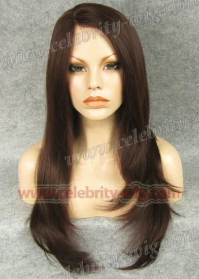 Auburn Long Natural Skin Top Synthetic Lace Front Wig Angelina Jolie Style