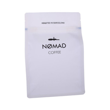 Matte White Flat Bottom Coffee Bags With Valve