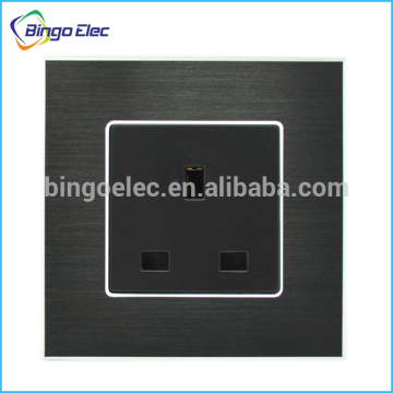 Metal aluminium panel black color 13A 3 pin wall socket