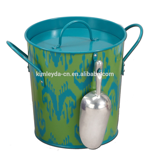 China supplier metal ice bucket with plastic inner and scoop