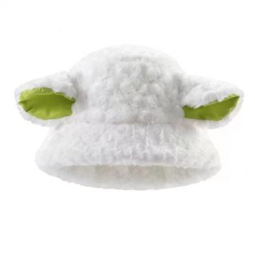 White lamb ears curly fluffy fisherman's hat