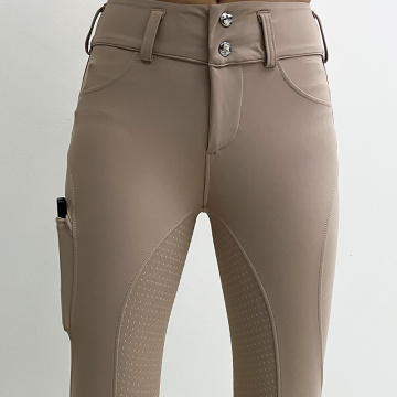 Beige Workout Competition Equestrian Breeches For Women