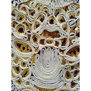 Large lion tiger head sequin rope embroidery