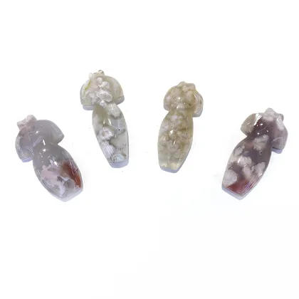 Natural Crystal Carved Agate Cheongsam Statuary - Gift Item