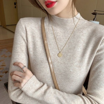 Ladies' Spring Autumn Knitwear: Slim Fit Turtleneck Pullover