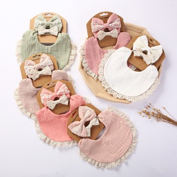 Christmas Gifts: Newborn Cotton Saliva Towel Bandana Burp Cloths - Feeding Drool Bib Muslin Baby Bibs and Headband Set