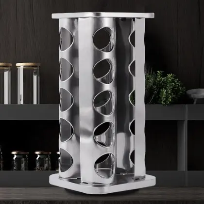 Stainless Steel Glass Canister Seasoning Rack