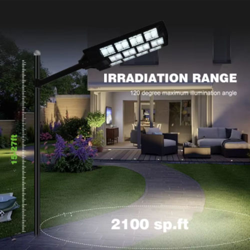 Complete Solar Street Light System with External LiFePO4 Lithium Battery Under the Solar Panel