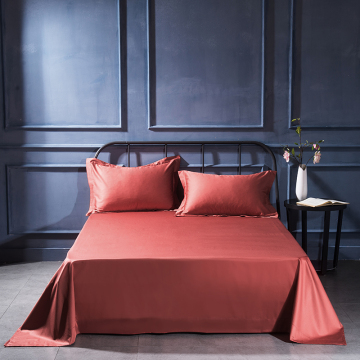Carrot Red 3 PCS 100% Egyptian Cotton Solid Flat Sheet Set