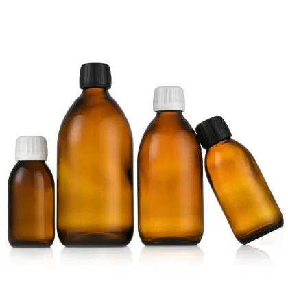 20ml to 500ml Amber Round Cough Syrup Bottles with Plastic Aluminum Caps - Medicine Bottle