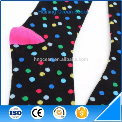 Newest design wave point pattern knitted socks women