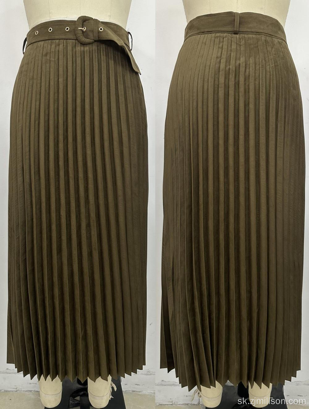 Zimné ženy fleece midi dĺžka skladaná sukňa