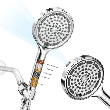 6 Spray Mode Rain Jet Shower Head with Chlorine Filter - 15cm/6inch Handheld