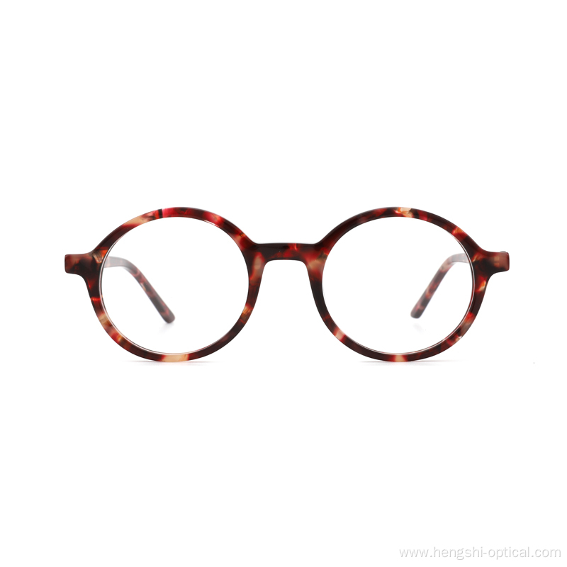 Women Fashion Round Eyeglasses Vintage Acetate Anti-blue Glasses Frames