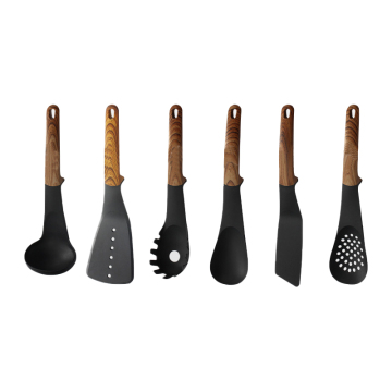 6 Piece Nylon Kitchenware Set with Non-stick Utensils and Rotatable Hanging Rack - Customizable