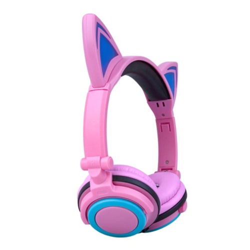 Auriculares con orejas de gato brillantes para iPhone/Android/PC/Tablet