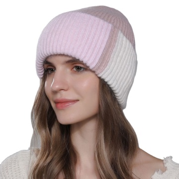 Custom Knitted Rabbit Fur Pom Hat - Warm Beanie Caps for Women & Girls
