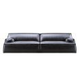 Современный кожаный черный диван