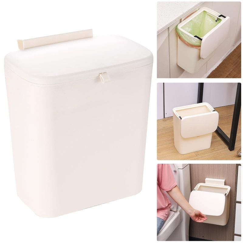 Poubelle suspendue pliable en plastique, style minimaliste, pour porte d'armoire de cuisine et salle de bain