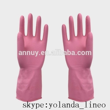 Pink latex household gloves