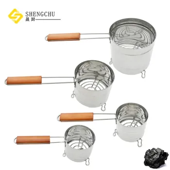 Stainless Steel Charcoal Chimney Starter with Wooden Handle for BBQ Grill