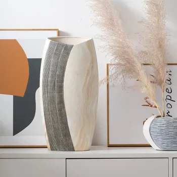 Unique Nordic Retro Design Ceramic Floor Vases: Handcrafted Indoor Decorative Standing Tall Flower Vases