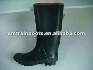 Black men rubber working boots for garden and factory