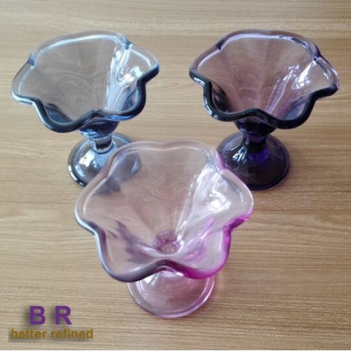 Flower Shape Transparent Glass Ice Cream Cup