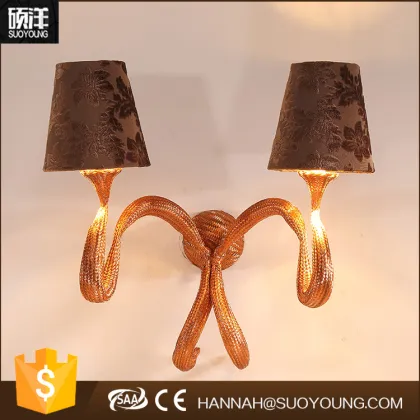 Hotel popular antique fabric led indoor wall lamp designs wholsale