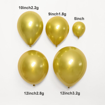 Berbagai macam warna balon logam, balon krom 10 inci dan balon lateks logam emas