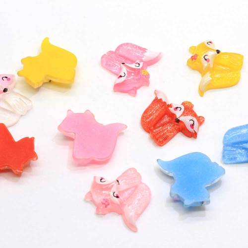 Vente en gros mixte couleur paillettes renard résine flatback figurine animale cabochon charmes pour bricolage téléphone cas décoration