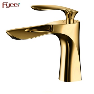 Fyeer Hot Sale Single Handle Brass Basin Faucet Gold