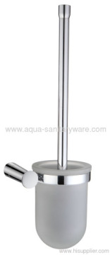 Brass Toilet Brush Holder With Frost Glass 