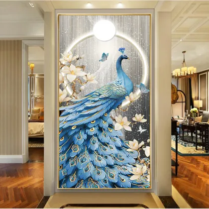 5D Diamond Peacock Crystal Porcelain Abstract Animal Paintings - Luxury Modern Home Decor
