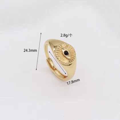 Jiexing 14K Gold Plated Adjustable Evil Eye Finger Rings