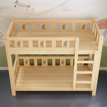 Solid Wood Kids Double Decker Bunk Bed with Ladder for Children's Bedroom Customization