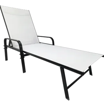 Wholesale Outdoor Steel Frame Sun Chaise Lounger with Handrail for Hotels and Poolsides