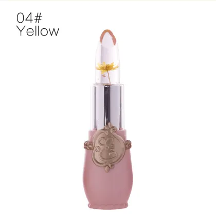 Private Label Cosmetics: Transparent Flower No Label Lipstick with Temperature Color Change Jelly Flower Lipstick