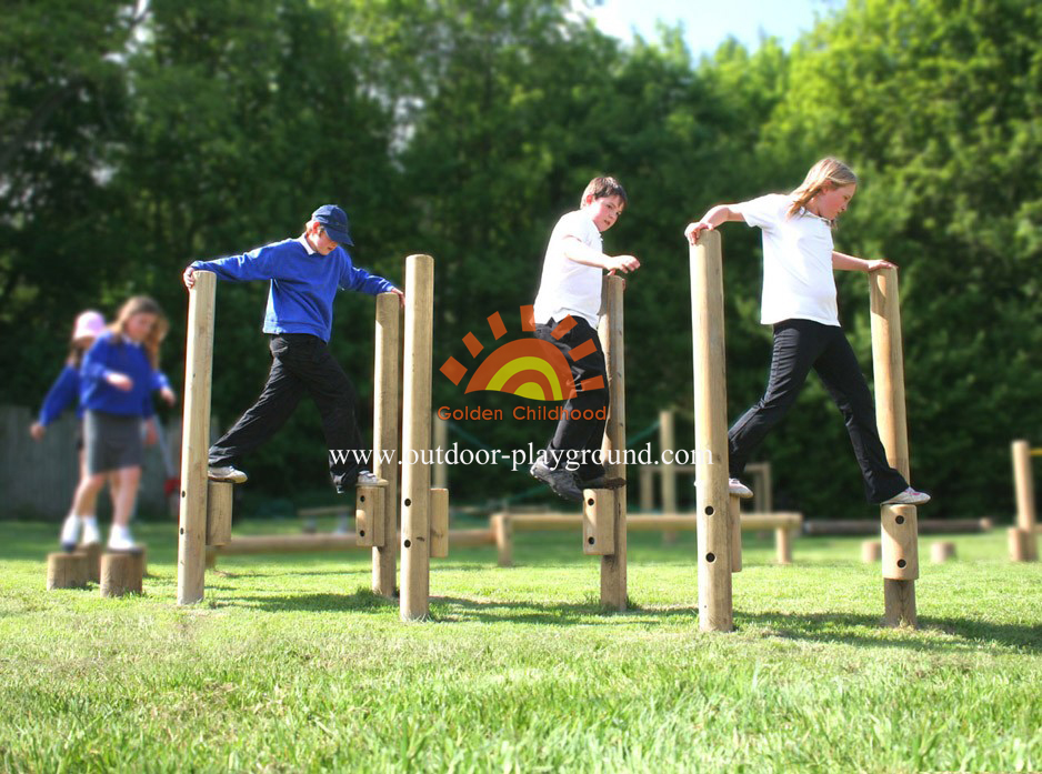 wooden balance stilts outdoor playground for school