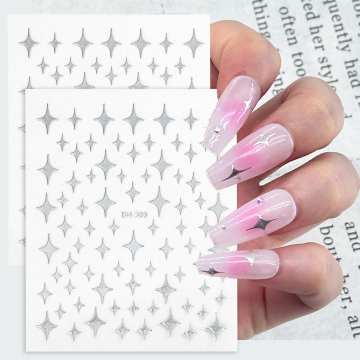 Gold and Silver Star Luxury Nail Stickers for Salon Use