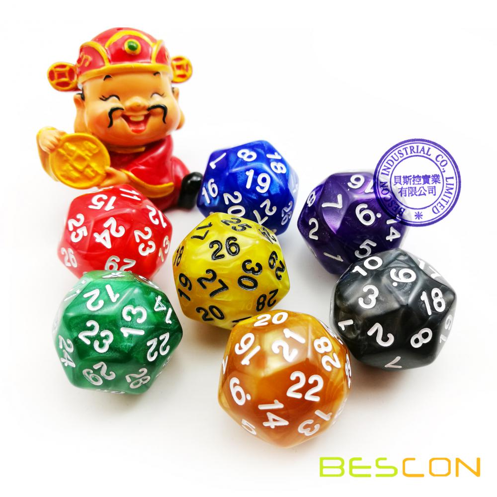 Dés multi-côtés 30 dés de jeu de côtés, D30 meurent, dés de D30, 30 côtés dé la couleur de marbre