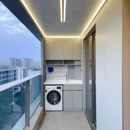 Stainless Steel Balcony Storage Cabinet with Laundry Sink