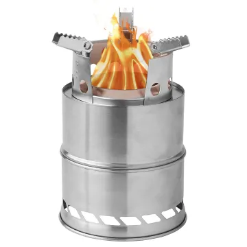 5-Inch Miniature Stainless Steel Survival Stove: A Versatile Folding Backpacking and Camping Wood-Burning Rocket Stove for Solid Alcohol Use