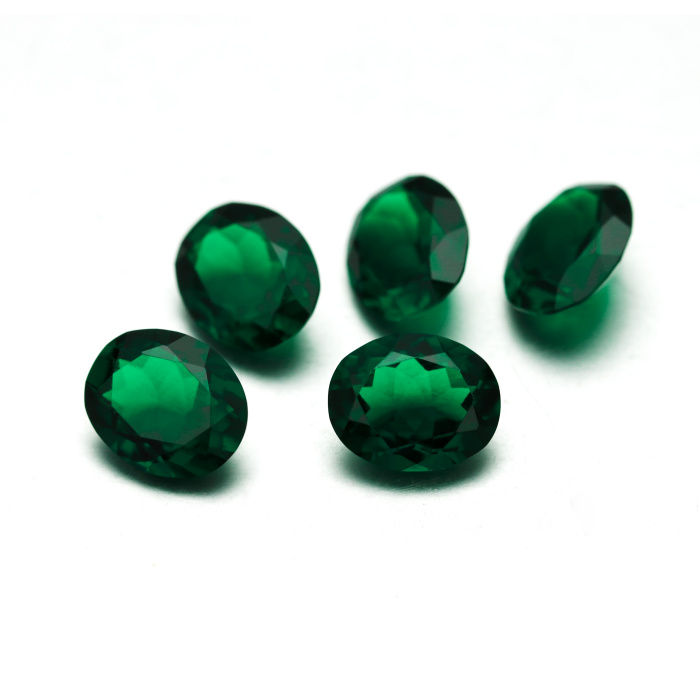 Floral Jewelry Zambian Lab Grown Emerald Oval 5x8mm