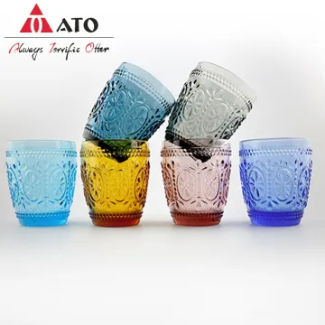 Multi color glass cup kitchen milk juice cup