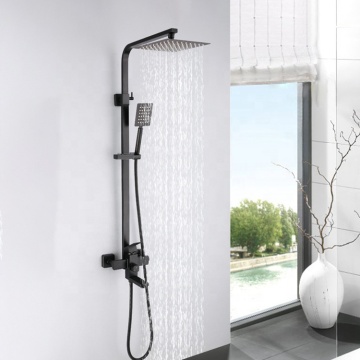 Stainless Steel 304 Black Shower Column Faucet Set - Wholesale Wall-Mount Rain Shower Kit