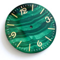 Quadrante di orologio gemma di gemma di pavone verde