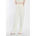 White Woven Slim Trousers