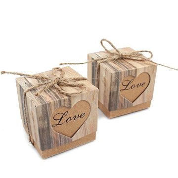 Love Heart Kraft Box Kraft Paper Gift Box with Burlap Jute